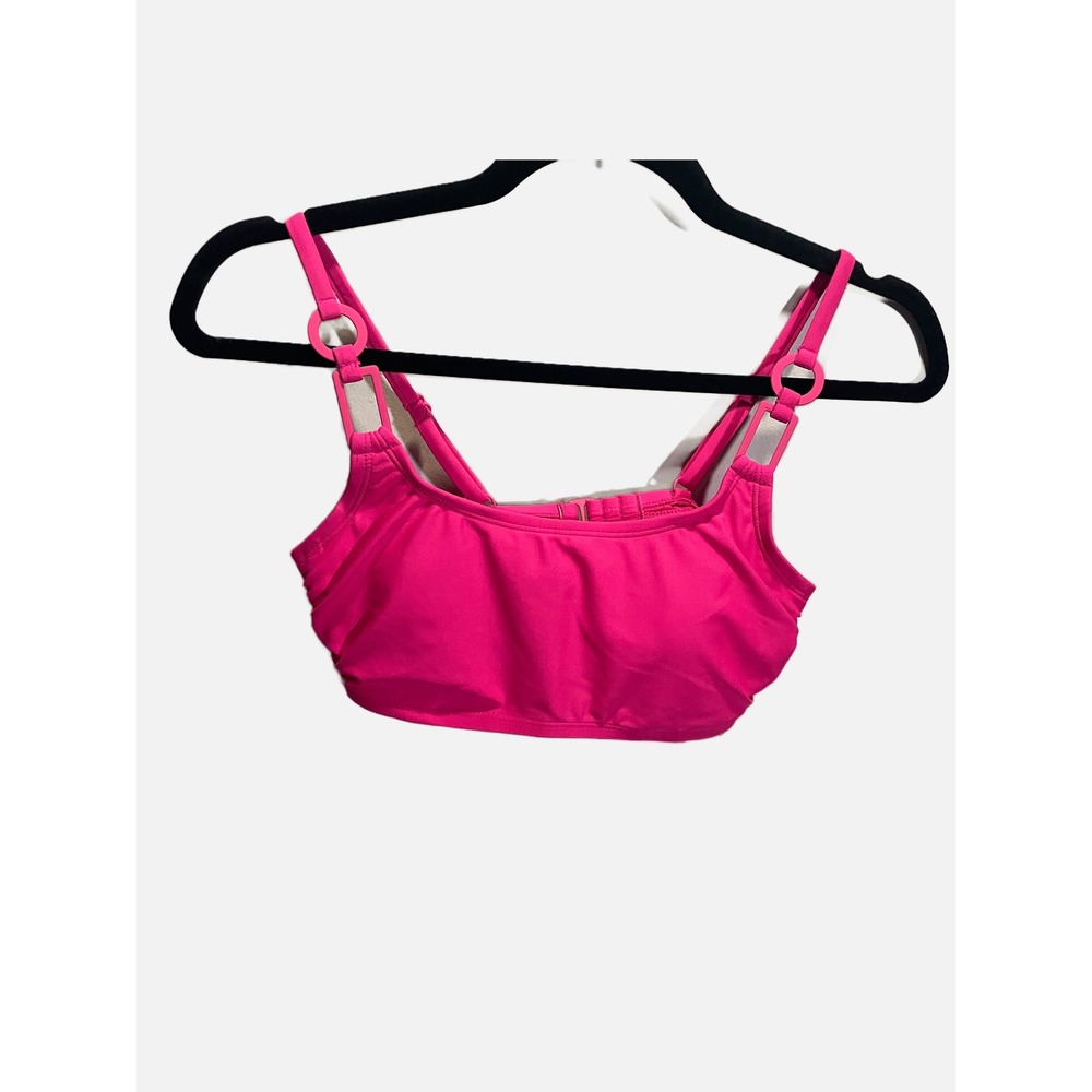 Shade & Shore Bikini Top Womens 34C Pink Underwire Geometric Ring Summer Swimwea